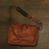 Kenneth Cole Reaction Leather Messenger Bag for Laptop/Tablet Cognac Brown