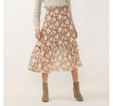 Lc Lauren Conrad Women's Smocked Flounce Midi Skirt WL24Y013RP