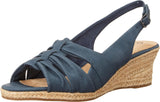 Bella Vita Women's Cheerful Wedge Sandal CHRFL Navy Linen Print Blue 8.5M