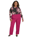 Calvin Klein Mid-Rise Straight-Leg Pants X4NPL553 Mulberry Purple 14W
