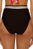 Trina Turk Womens Bougainvillea Reversible High-Waist Swim Bottom Black Multi 6
