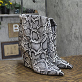 Michael Michael Kors Isra Snake Embossed Leather Wedge Boot Black Snake 8.5M