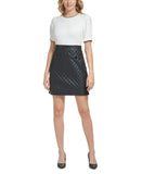 Karl Lagerfeld Paris Ponte Bodice Skirt Belted Sheath Dress Black Soft White 6