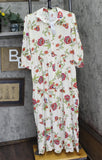 Ny Collection Womens Petites Crinkle Tiered Maxi Dress Ivory Floral Off White PL