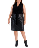 Kasper Plus Size Mixed-Media Twist-Neck Sheath Dress 10851439