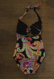 Lauren Ralph Lauren Ring Halter One-Piece Swimsuit Bordado Paisley Black Multi 4