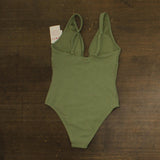 Roxy Womens One Piece Plunge Swimsuit 434001983 Oil Green M