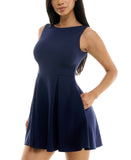 B. Darlin Juniors Sleeveless Pleated A-Line Dress Navy Blue 11/12