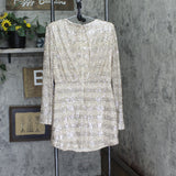 BCBG Womens Sequin Detail Striped Boat Neck Dress BD5E5180 Champaign Brown 10