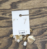 Francesca's Filigree Petal Cluster Flower Dangly Drop Earrings Gold / White 3"