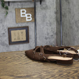 A New Day Womens Twiggy Multi Buckle Mini Heel Flats 94303755 Brown 6M