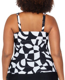 Raisins Womens Tanzania Swim Tankini Top 19601916675 Black White Multi 16W