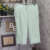 Alfred Dunner Capri Crochet Leg Accent Pull On Pants Green 16W