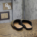 A New Day Womens Channing Studded Slip on Mule Flats Jet Black / Gold 7M