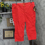 Global Chic By Iman Womens Global Chic Luxury Resort 360 Slim Crop Jeans Red 20W