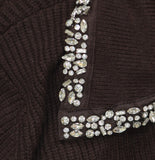 Future Collective Womens Embellished Collar Cardigan Sweater 94642149 Brown 3X