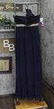 Blondie Nites Juniors One Shoulder Rhinestone Band Gown Dress Navy Blue 5