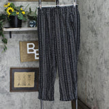 Briggs Ladies' Comfort Stretch Waistband Linen Blend Pants Black Striped L