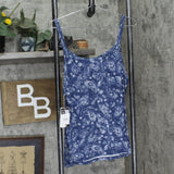 Lauren Ralph Lauren Paisley Strappy Cami Shorts Pajama Set Navy Print Blue L