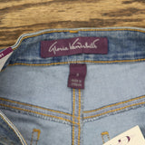 Gloria Vanderbilt Slim Boot Cut High Rise Crop Jeans Banaba Blue Hem Stones 8