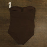 DKNY Textured Shirred One-Piece Swimsuit DIMMS605 Mocha Texture Brown XL