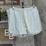 State Of Day Size Womens Striped Poplin Boxer Shorts Vertical Stripe Blue 3X