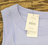 Cotton On Womens Ribbed Logo Sleeveless Shirt Top Frosted Blue S