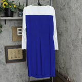 Kasper Womens Plus Size Ginger Colorblocked Midi Shift Dress Royal / White 2X
