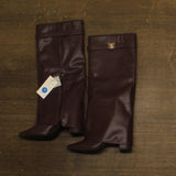 A New Day Tambra Mid-Calf Boots Faux Leather 94568863 Burgundy Red 7M