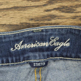 American Eagle Womens Artist Stretch Bootcut Distressed Jeans Blue 0 Short
