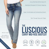 Wallflower Women's Luscious Curvy Bootcut Mid-Rise Insta Stretch Juniors Jeans