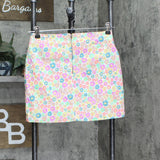 Wild Fable Women's Notch Front Seamed Jean Mini Skirt Multicolor Floral Pink 6