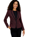 Kasper Womens Framed Plaid Jacket Notch Collar Blazer Shiraz Red / Black 4