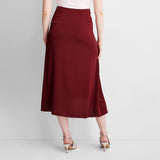 Future Collective Womens Holiday Flowy Satin Midi Skirt 92248804 Burgundy Red XS