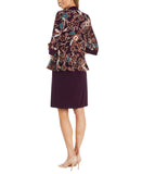 R&M Richards 2-Piece Printed Jacket  with Dress Necklace Eggplant Purple 10P