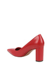 Franco Sarto Giovanna Pointed Toe Pumps Block Heel Cherry Red Leather 9.5M