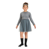 Cat & Jack Girls Long Sleeve Rib Tulle Dress 91383096 Charcoal Gray M