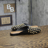 A New Day Womens Channing Studded Slip on Mule Flats Jet Black / Gold 7M