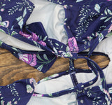 Cupshe Womens Floral Flutter Strap Standard One Piece Swimsuit Navy Blue S