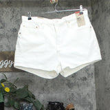 Levi's Womens 501 Original Shorts Jean Jorts Button Fly Disco Nights White 33