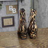 A New Day Womens Tigris Boots Ankle Block Heel Boots Brown Tiger Multi 8M
