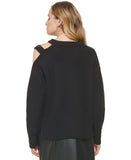 DKNY Women's Cut-Out-Shoulder Sequined-Strap Ribbed Sweater P2MSTAA9
