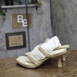 Anne Klein Womens Jevelli Heeled Slip On Dress Sandal JEVE01F9 Gold Yellow 8.5M