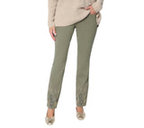 Belle By Kim Gravel Flexibelle Embroidered Straight Jeans Tea Leaf Green 0P