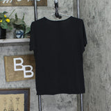 Global Chic By Iman City Chic Shirt Tee LOT OF 2 with Necklace Black / White M