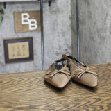 A New Day Camille Satin Slingback Bow Flats 94648295 Brown 8.5M