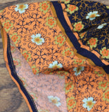 Avenue Plus Floral Print V Neck Flutter Sleeve Border Dress Dark Orange 22W/24W