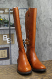 INC International Concepts Womens Fawne Leather Riding Boots Cognac Brown 7M