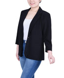 Ny Collection Womens Petite Jacket with 3/4 Sleeves PKQJ0152 Black PL