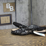 A New Day Womens London Lace Sling Back Bow Flats 94303524 Black 7.5M